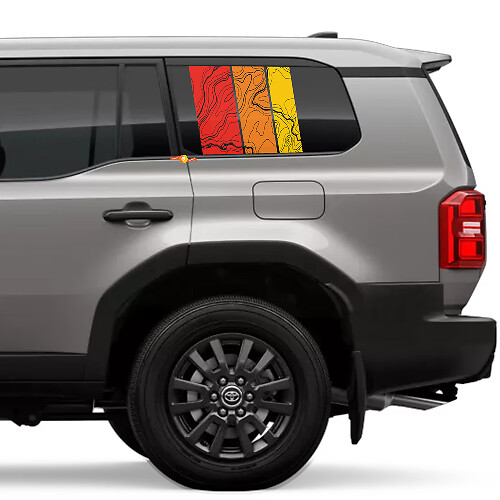 Heritage Stripes Retro Topographic Window Rear Side Decals Vinyl Stickers Graphic for Toyota Land Cruiser