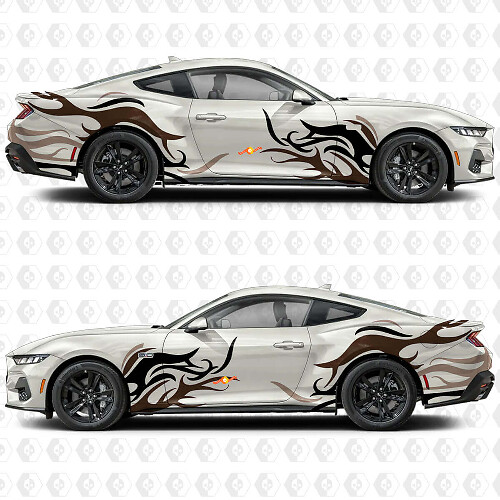 Abstracte Grafische Zijkanten Deuren Spatborden Vinyl Decals Stickers voor Ford Mustang 1