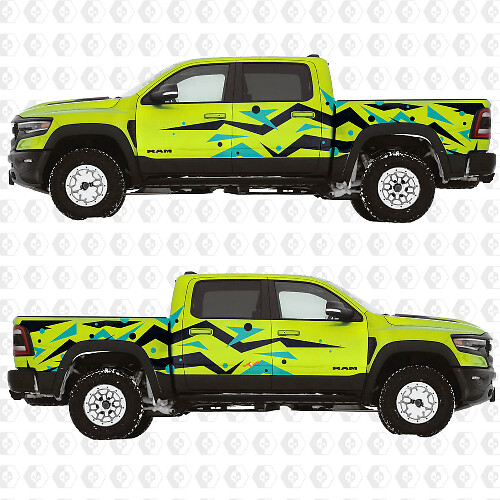 Geometrische Abstracte Grafische Zijdeuren Achterspatborden Vinyl Decals Stickers voor Dodge RAM-1500 TRX