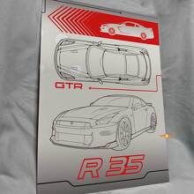 Custom R35 Glanzend Acryl Garage Muurkunst Paneel voor Nissan R35 fans 3