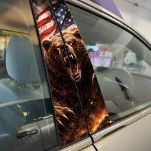 Bear Rage Amerikaanse Vlag Pilaar Deuren Vinyl Decal Sticker 2