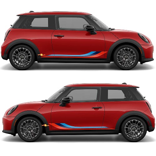 M kleuren Zijdeuren Motorkap en Bumper Strepen Graphics Decal Sticker voor Mini Cooper 1
