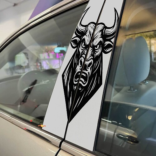 Boze Stier Hoofd B-Stijl Deuren Vinyl Sticker Decal 1
