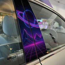 Sci-Fi Stijl Planeet Ringen Neon Bergen Pilaar Deuren Vinyl Decal Sticker 2