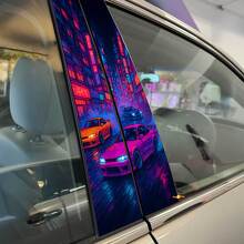 Tokyo Nacht Straat Drift Auto's Pilaar Deuren Vinyl Decal Sticker 2