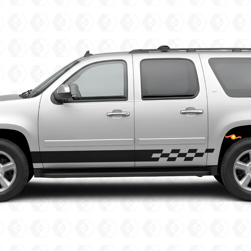 Geruite Lightning Deur- en Rockerpaneel Vinylstrepen voor Chevrolet Suburban GMT900 2007-2014