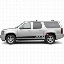 Geruite Lightning Deur- en Rockerpaneel Vinylstrepen voor Chevrolet Suburban GMT900 2007-2014_2
