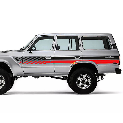 Retro Strepen Grafieken Zijdeur Achterspatbord Vinyl Decal Stickers voor Toyota Land Cruiser 1984