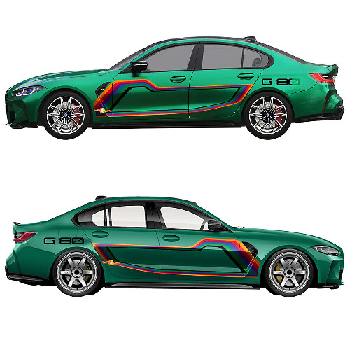 M Performance G80 Racing Graphic Striping Deur Vinyl Sticker voor BMW M3 G80 1