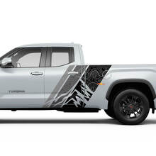 Vintage bergen topografische stijl strepen achterdeur zijvinyl stickers decal voor Toyota Tundra CrewMax 2