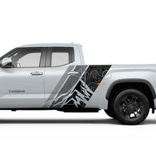 Vintage bergen topografische stijl strepen achterdeur zijvinyl stickers decal voor Toyota Tundra CrewMax_2