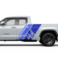 Vintage bergen topografische stijl strepen achterdeur zijvinyl stickers decal voor Toyota Tundra CrewMax_3