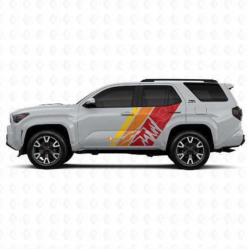 Vintage bergen topografische stijl strepen achterdeur zijvinylstickers decal voor Toyota 4Runner 6e generatie