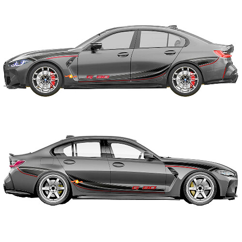 M Performance zijdeurstrepen spatbord vinylsticker voor BMW M3 G80
