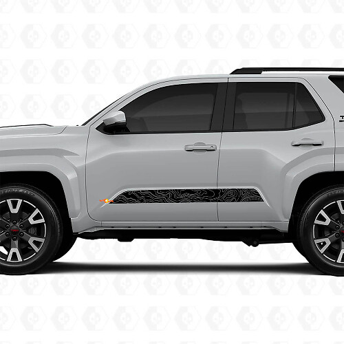 Topografische Kaart Stijl Deursstrepen Vinyl Stickers Decal Voor Toyota 4Runner 6e Generatie