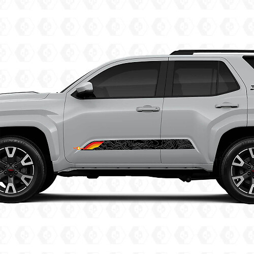 Topografische Kaart Retro Stijl Deuren Strepen Vinyl Stickers Decal 2 Voor Toyota 4Runner 6e Gen 1