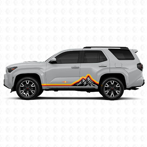 Mountains Vintage Stijl Strepen Grafische Rocker Panel Deur Zij Vinyl Stickers Decal Voor Toyota 4Runner 6de Gen 1