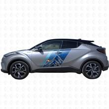 Bergen Topografische Kaart Vintage Stijl Strepen Zijkant Vinyl Stickers Decal Voor Toyota C-HR 2014 3