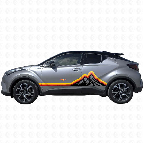 Mountains Vintage Stijl Grafische Zijstrepen Vinyl Stickers Decal Voor Toyota C-HR 2014