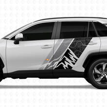 Vintage Mountains Topografische Stijl Deurzijstrepen Vinyl Stickers Decal Voor Toyota RAV4 2025 3