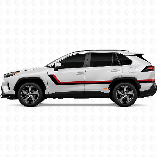 Twin Stripes Deurzijde Vinyl Stickers Decal Voor Toyota RAV4 2025