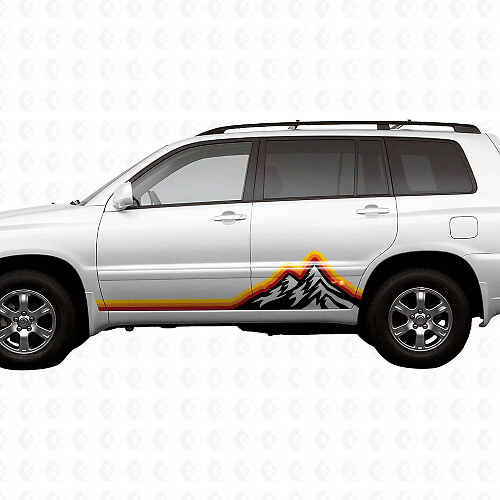 Mountains Vintage Stijl Grafische Zijstrepen Vinyl Stickers Decal Voor Toyota Highlander 2006