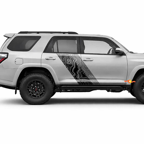 Topografische Kaartstijl Dubbele Strepen Zij Vinyl Stickers Decal Voor Toyota 4Runner 2009-2024 1