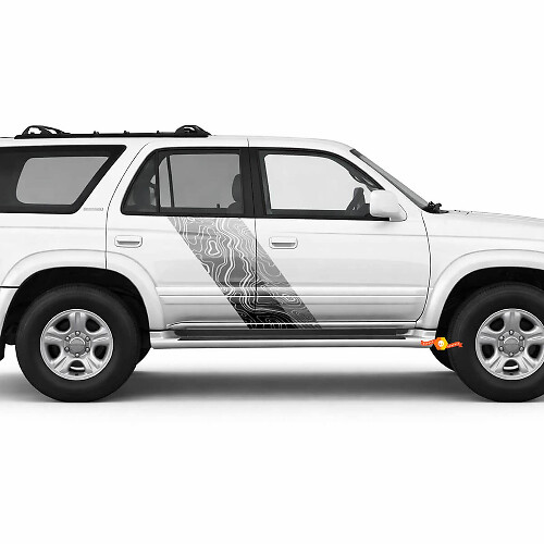 Topografische Kaartstijl Dubbele Strepen Zijkant Vinyl Stickers Decal Voor Toyota 4Runner 1995-2002