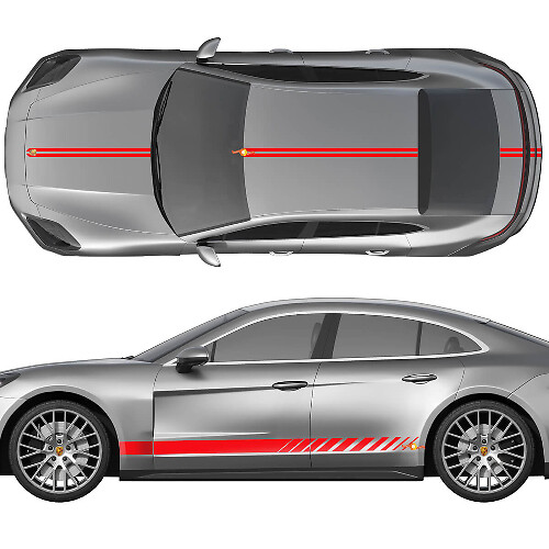 Racingstrepen Zijkanten Motorkap Dak Kofferbak Vinyl Sticker Kit Voor Porsche Panamera