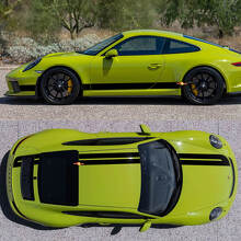 Dubbele Race Strepen Zijkanten Motorkap Dak Kofferbak Vinyl Decal Kit Voor Porsche 718 Cayman Boxster 3