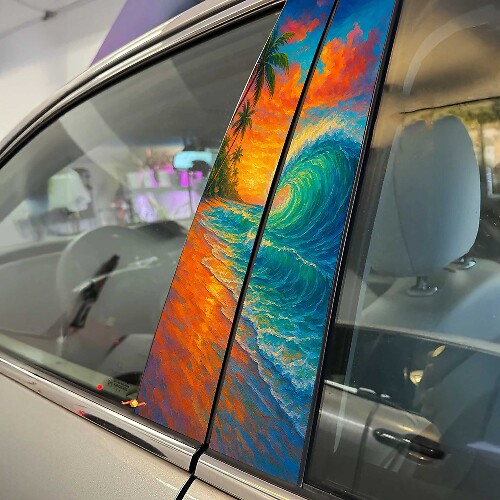 Beach Wave Stijl Pilaar Deuren Vinyl Decal Sticker