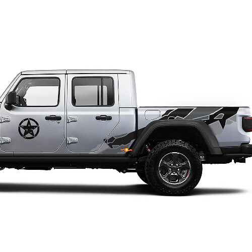 Army Star Camouflage Strepen Deur Achterzijde Kofferbak Vinyl Grafische Strepen Kit voor Jeep Gladiator