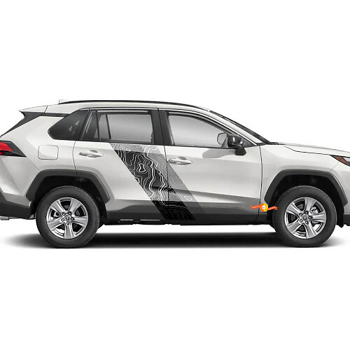 Topografische Kaartstijl Deur Zijstrepen Vinyl Stickers Decal Voor Toyota RAV4 2019-2025