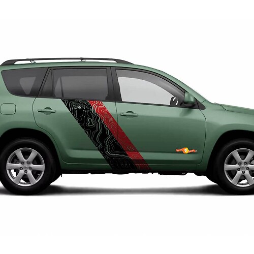 Topografische Kaartstijl Deurzijde Strepen Vinyl Stickers Decal Voor Toyota RAV4 2006-2012