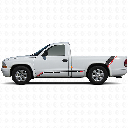 Geblokte Strepen Rockerpanel Achterzijde Vinyl Sticker Decal voor Dodge Dakota 1997-2004 1