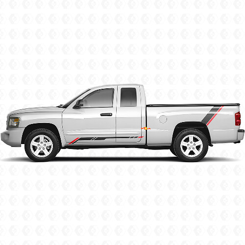 Vlaggenpatroon Strepen Rocker Panel Achterzijde Vinyl Sticker Decal voor Dodge Dakota 2005-2011 1