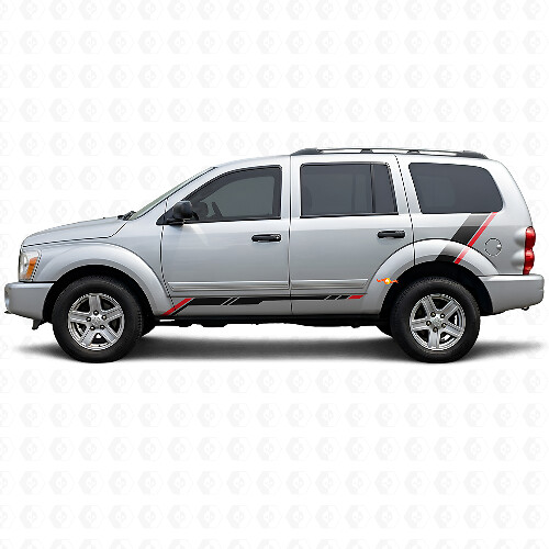 Ruitenpatroon Strepen Rocker Panel Achterzijde Vinyl Sticker Decal voor Dodge Durango 2004-2009 1