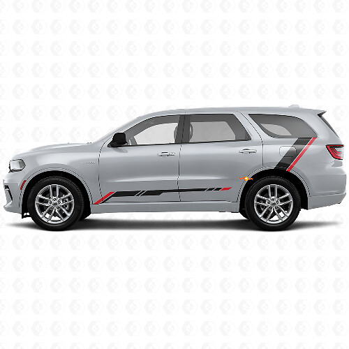 Ruitjes Strepen Rocker Panel Achterzijde Vinyl Sticker Decal voor Dodge Durango 2011+ 1