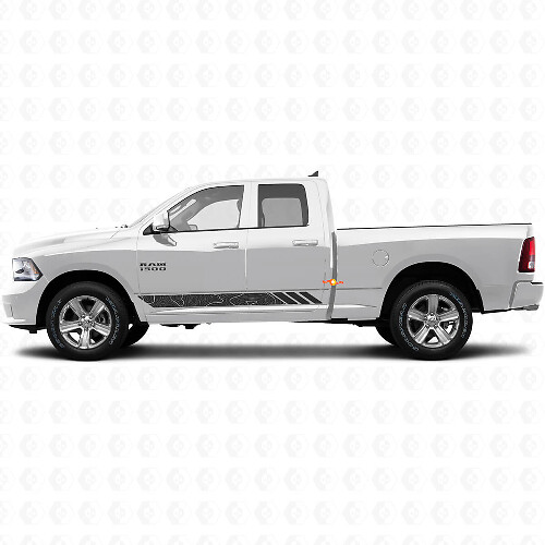 Topografische Stijl Strepen Deur Vinyl Sticker Decal voor Dodge Ram 1500 2011-2018