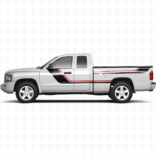 Twin Stripes Zij Vinyl Decal Kit voor Dodge Dakota 2005-2011 1