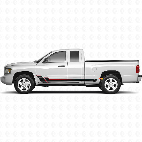 Twin Stripes Rocker Panel Vinyl Decal Kit voor Dodge Dakota 2005-2011 1