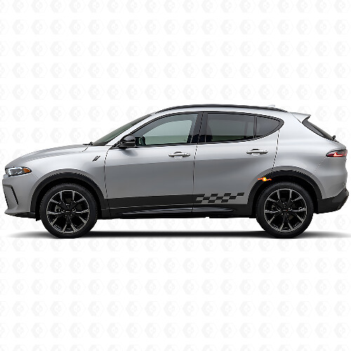 Ruitjes Strepen Rocker Panel Vinyl Decal voor Dodge Hornet 2023+ 1
