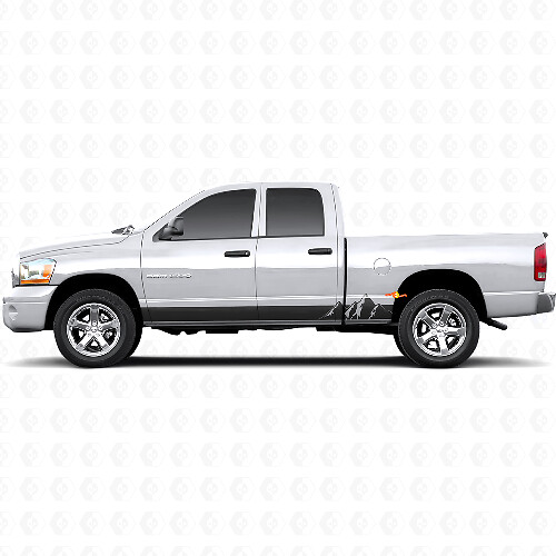 Mountains Wide Strepen Rocker Panel Vinyl Sticker voor Dodge Ram 1500 2002-2008 1