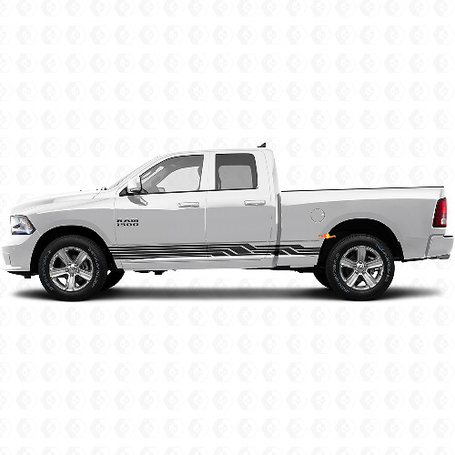 Verweven Gebogen Strepen Dorpel Vinyl Decal voor Dodge Ram 1500 2011-2018 1
