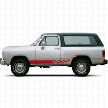 Ruitvormige Strepen Rocker Panel Vinyl Sticker voor Dodge Ramcharger 1974-1993 3
