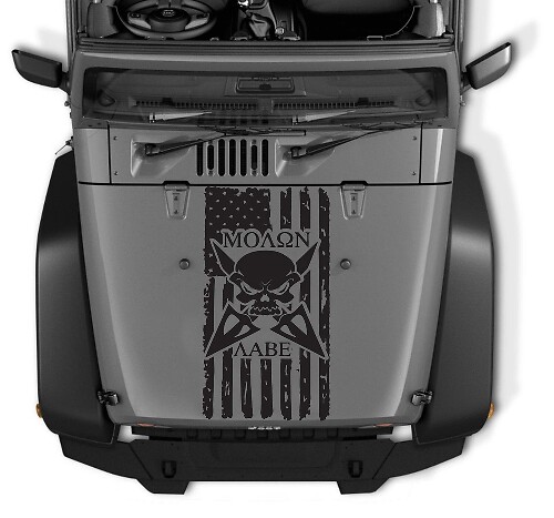 Molon Labe Versleten Amerikaanse Vlag Schedel Motief Vinyl Sticker voor Jeep Wrangler