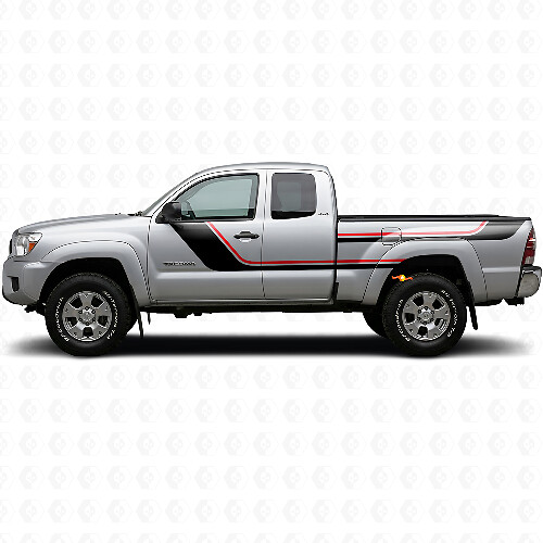 Twin Stripes Deur- en Achterzij Vinyl Decal Kit voor Toyota Tacoma 2004-2015 1