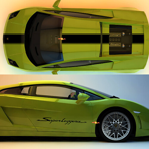 Racing strepen motorkap dak kofferbak zij vinyl decal kit voor Lamborghini Gallardo SL-2 2003-2013