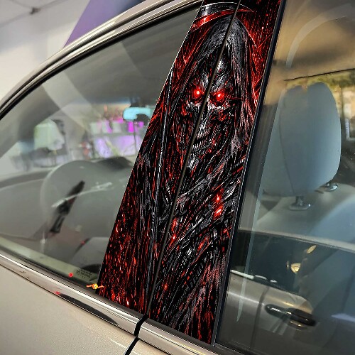 Cyber Reaper Schedel Zuipilar Deuren Vinyl Decal Sticker 1