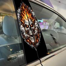 Flaming Skull Pilaar Deur Vinyl Sticker Decal 2
